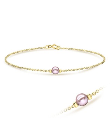 Pink Pearl Gold Plated Silver Bracelet BRS-01-GP